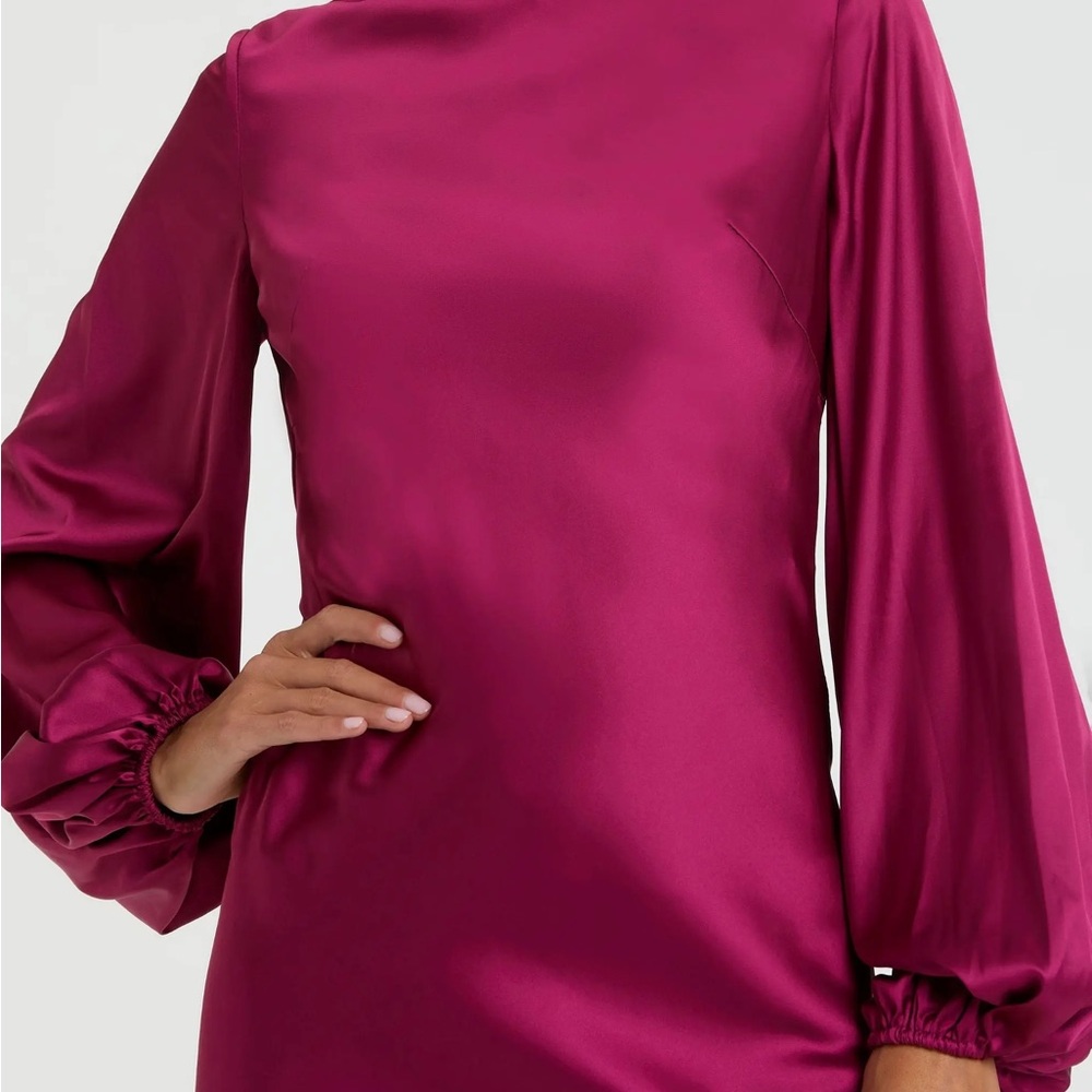 Ieena Mac Duggal Fuchsia Long Sleeve Dress NWT 26575 - Picture 5 of 7